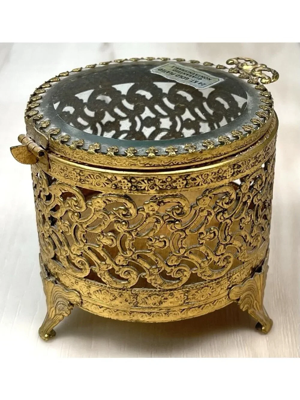 VTG MCM DECORATIVE CRAFTS 24K Gold Plated Filigree 3
